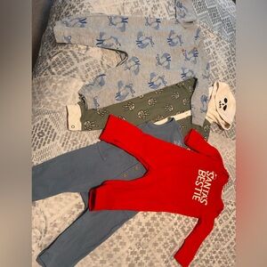 Carter's Red, Gray, and Green Baby Onesie Set